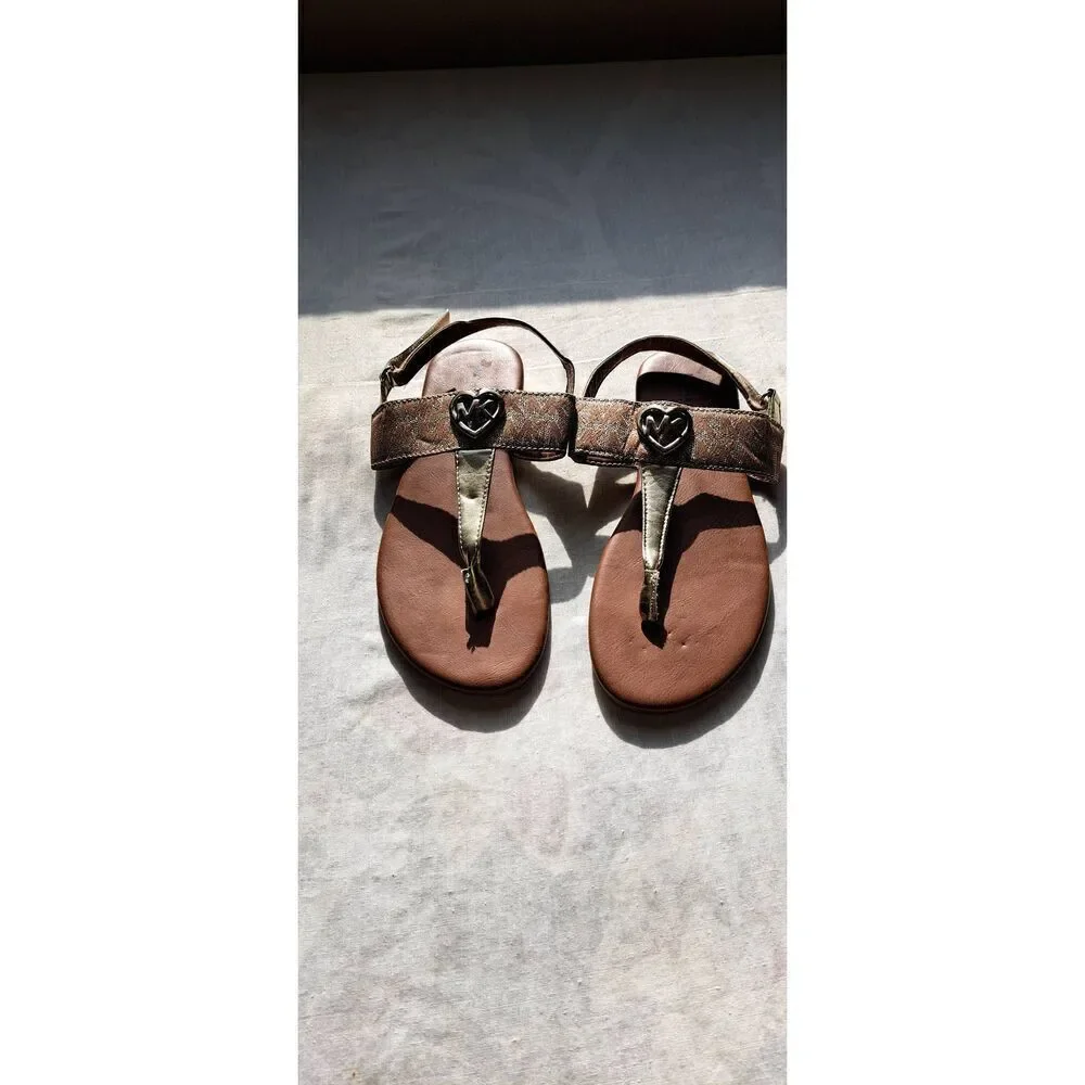 Michael Kors Size Big Girls Size 5 Sandals Tan & Gold Bentley 2